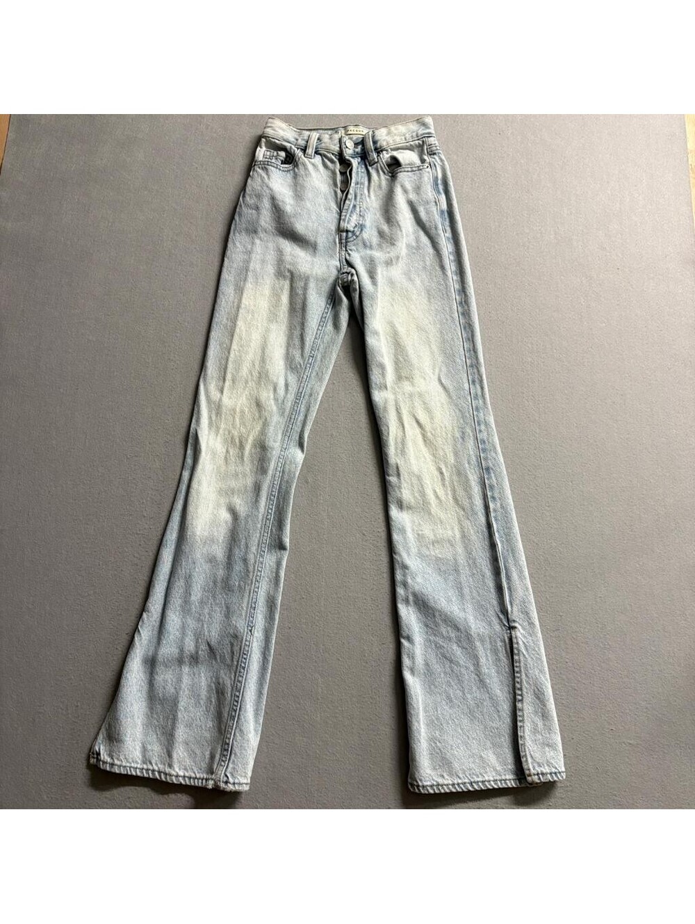 PacSun Womens High Rise Flare Jeans Light Wash Side Slit Denim Size 23
